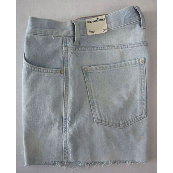 We The Free OB1712345 Women Sz 25 Blue Ivy Mid-Rise Button-Fly Raw Hem Shorts - Picture 9 of 10